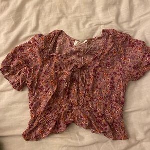 Pink Floral Crop Top